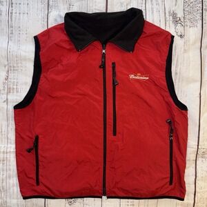 Budweiser's Men Fleece Vest Jacket Embroidered Logo, Size XL , Vintage Y2K